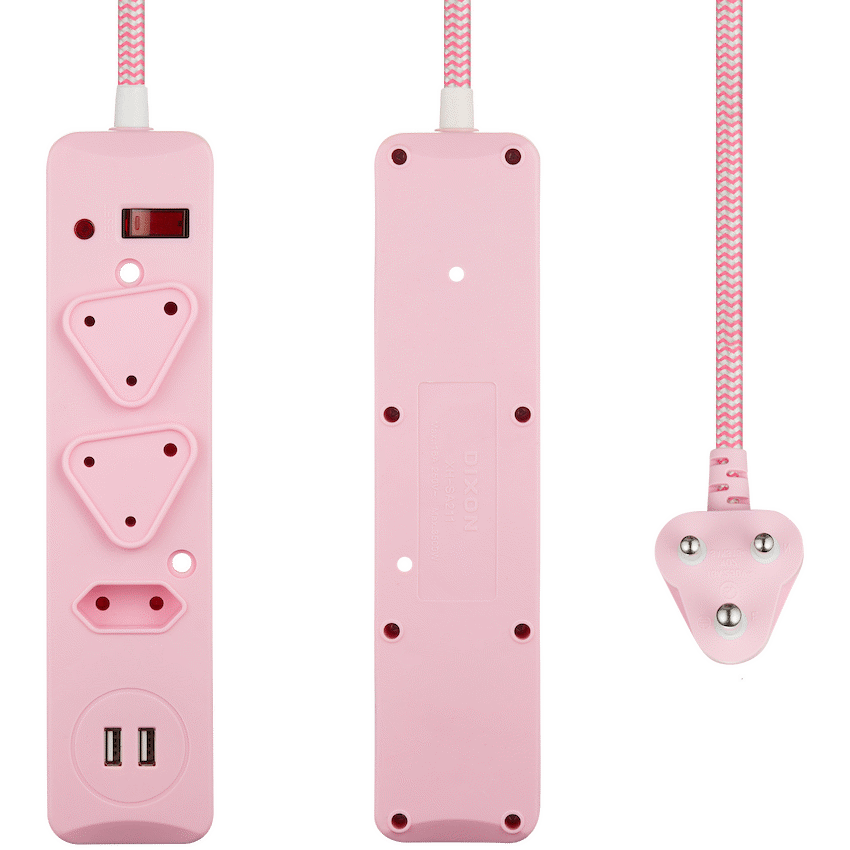 Switched 3-Way Surge-Protected Multiplug with Dual 2.4a USB Ports 3m Braided Cord - Image 4