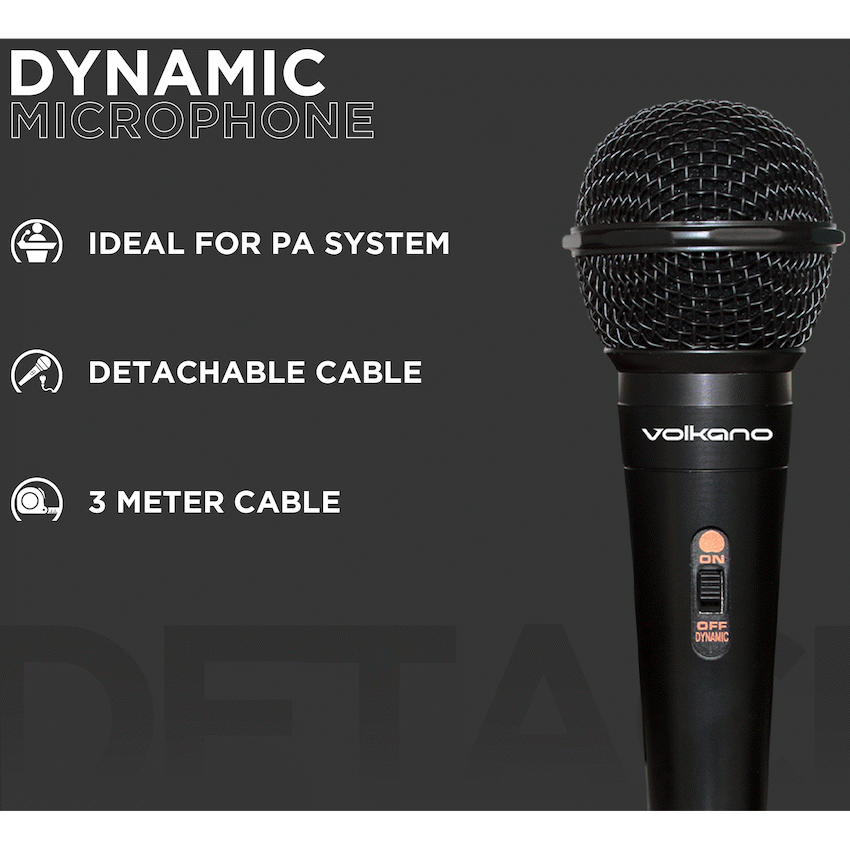 Volkano Ace Series Metal Wired Dynamic Vocal Microphone - Black - Image 5