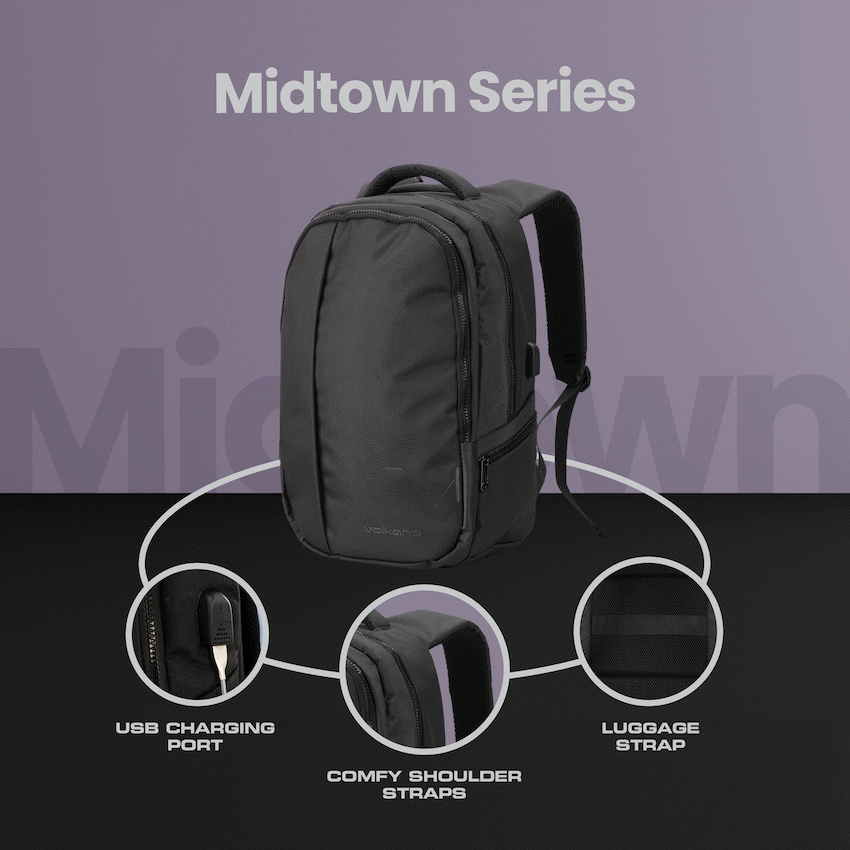 Volkano Midtown 15.6" Laptop Backpack - Black - Image 5