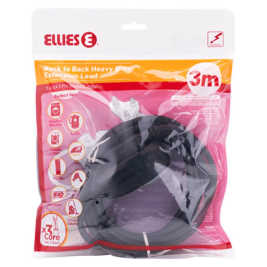 Ellies Back to Back Heavy Duty Extension Lead - 3m - Image 5