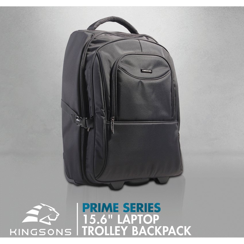 Kingsons Prime 15.6" Laptop Trolley Backpack - Black - Image 5