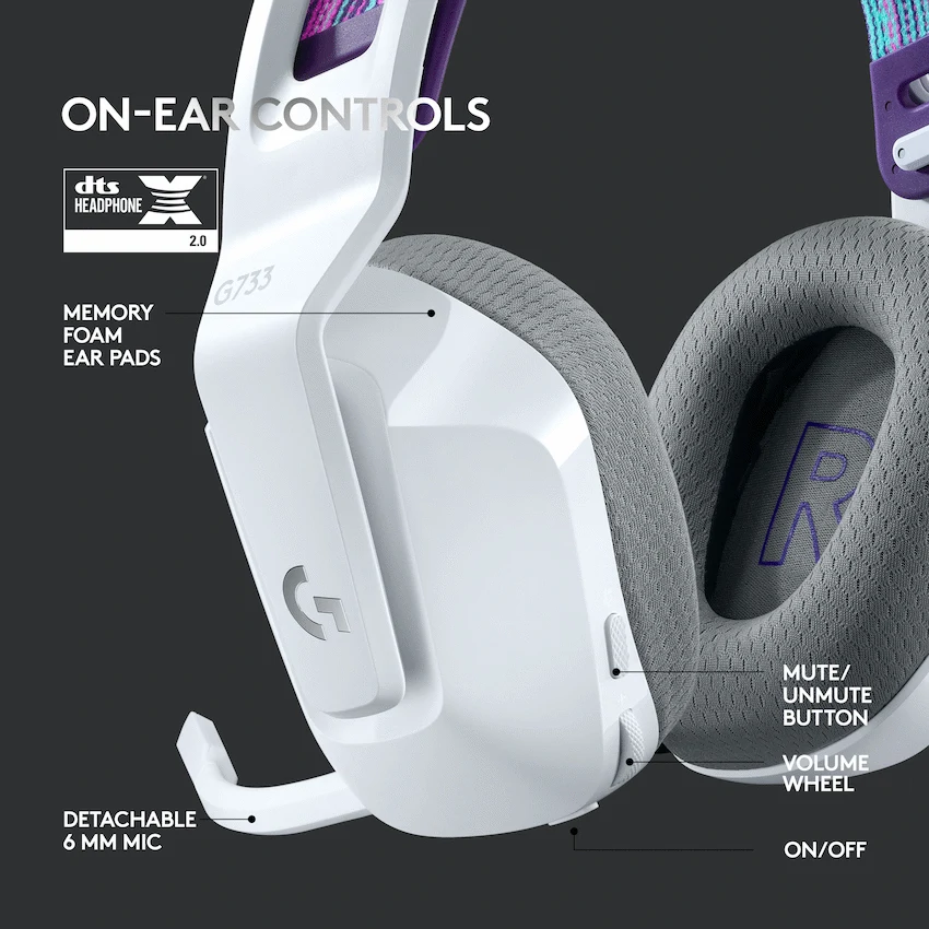 Logitech(R) G733 Lightspeed Wireless RGB Gaming Headset - White - Image 5