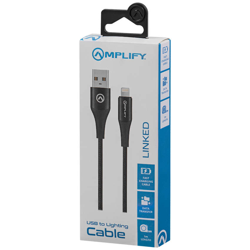 Amplify Linked Series USB to Lightning Braided Cable - Black 1m - Image 6