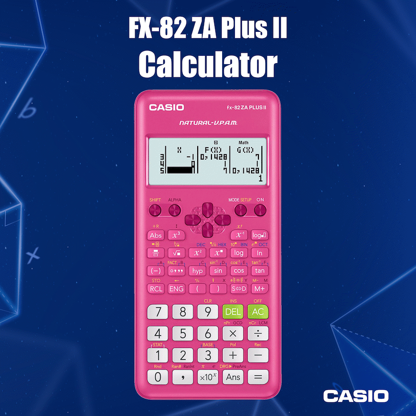 Casio FX-82 ZA Plus II Calculator - Pink - Image 6