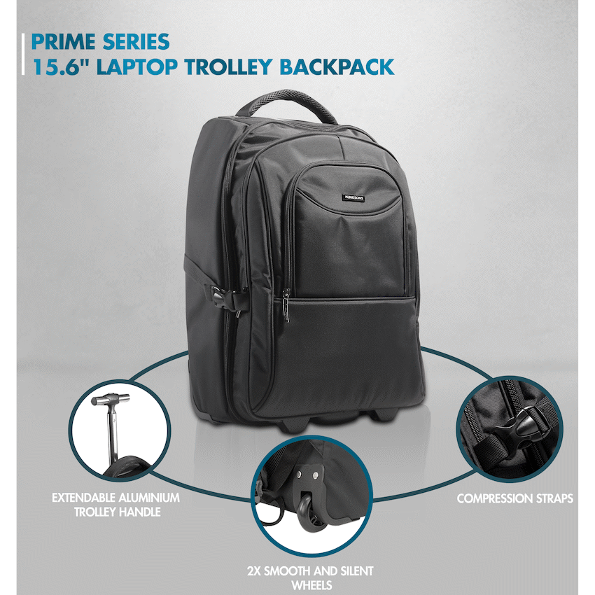 Kingsons Prime 15.6" Laptop Trolley Backpack - Black - Image 6