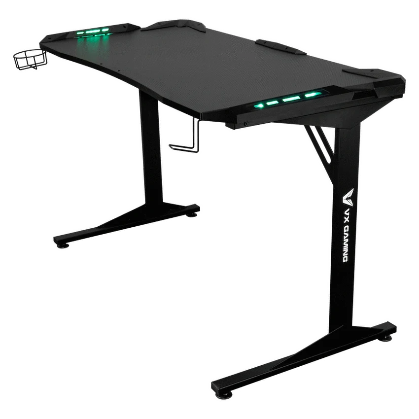 Fortress Gaming Desk with RGB Lights, Cup Holder - Image 7