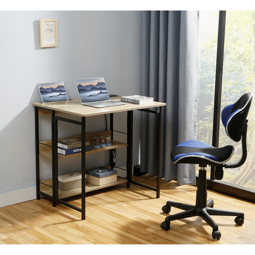Everfurn Viron Folding Desk with 2-Prong Plugs and USB - Image 7