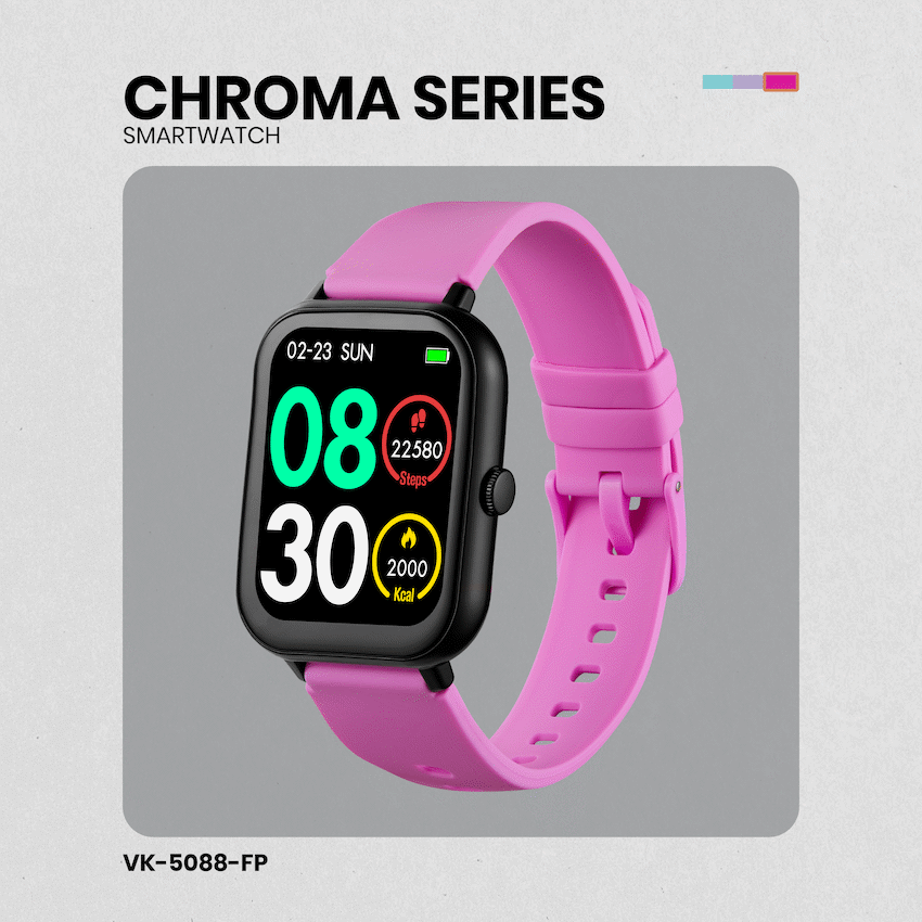 Volkano Chroma Series Smartwatch with Flamingo Pink Strap - Image 7