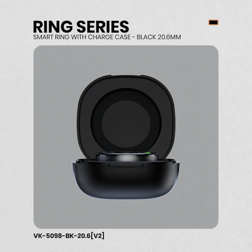 Volkano Ring Series Smart Ring with Charge Case - Black 20.6mm - Image 7