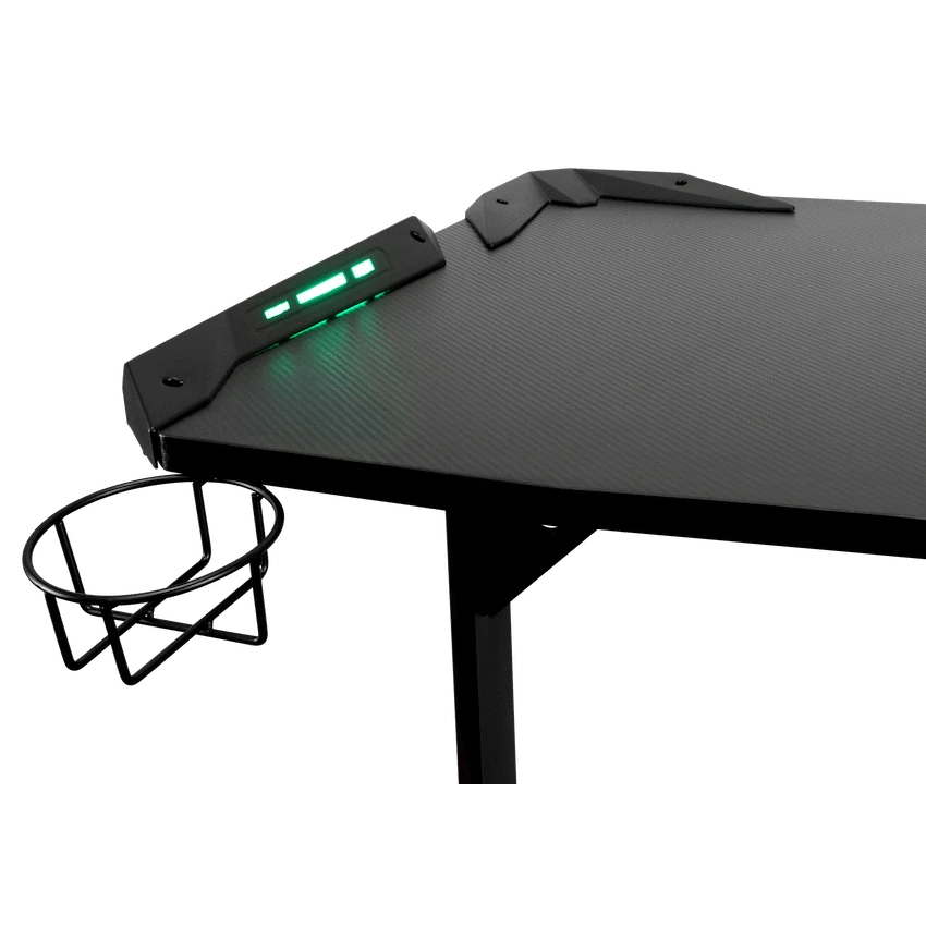 Fortress Gaming Desk with RGB Lights, Cup Holder - Image 8