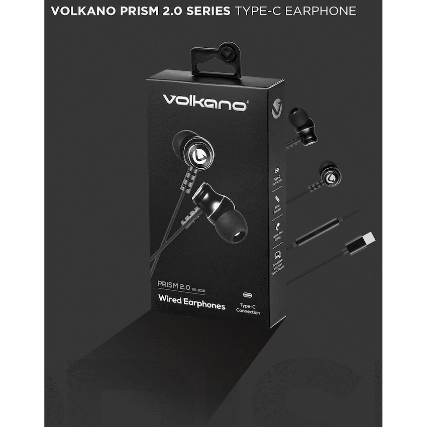 Volkano Prism 2.0 Series Type-C Earphone - Black - Image 8
