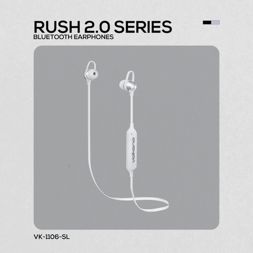 Volkano Rush 2.0 Bluetooth Earphones with Carry Case - Silver - Image 8