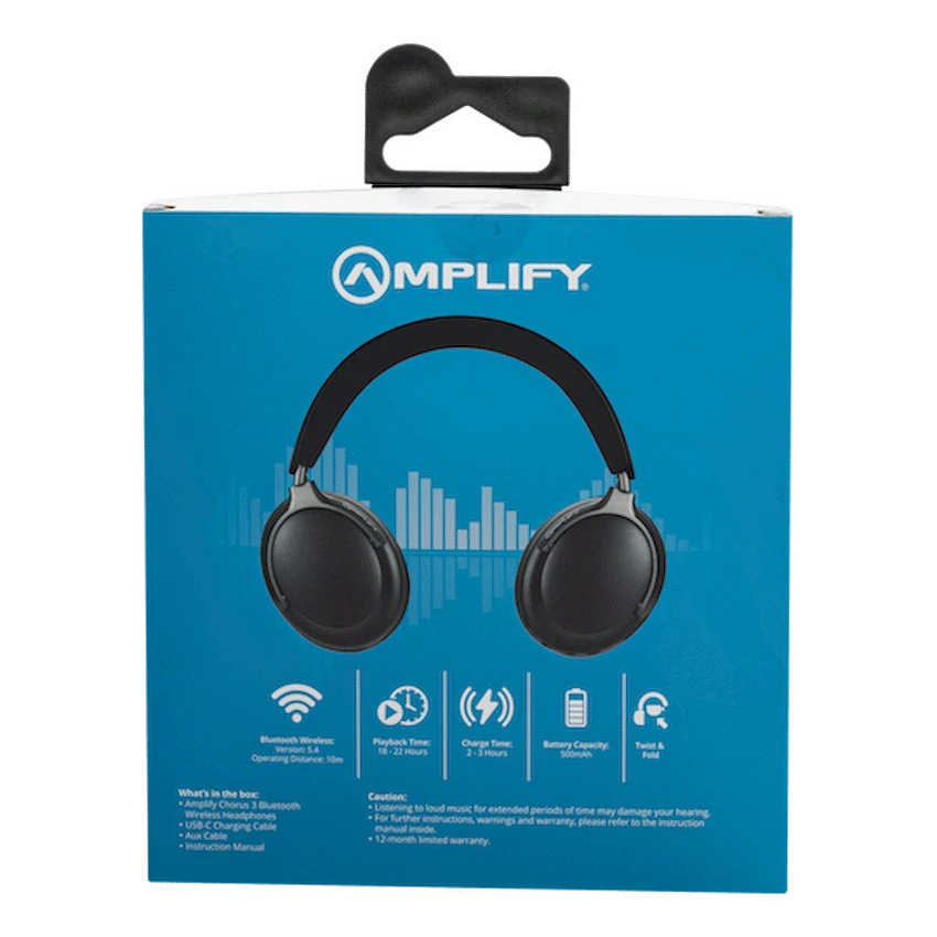 Amplify Chorus 3 Bluetooth Wireless Headphones - Black - Image 9