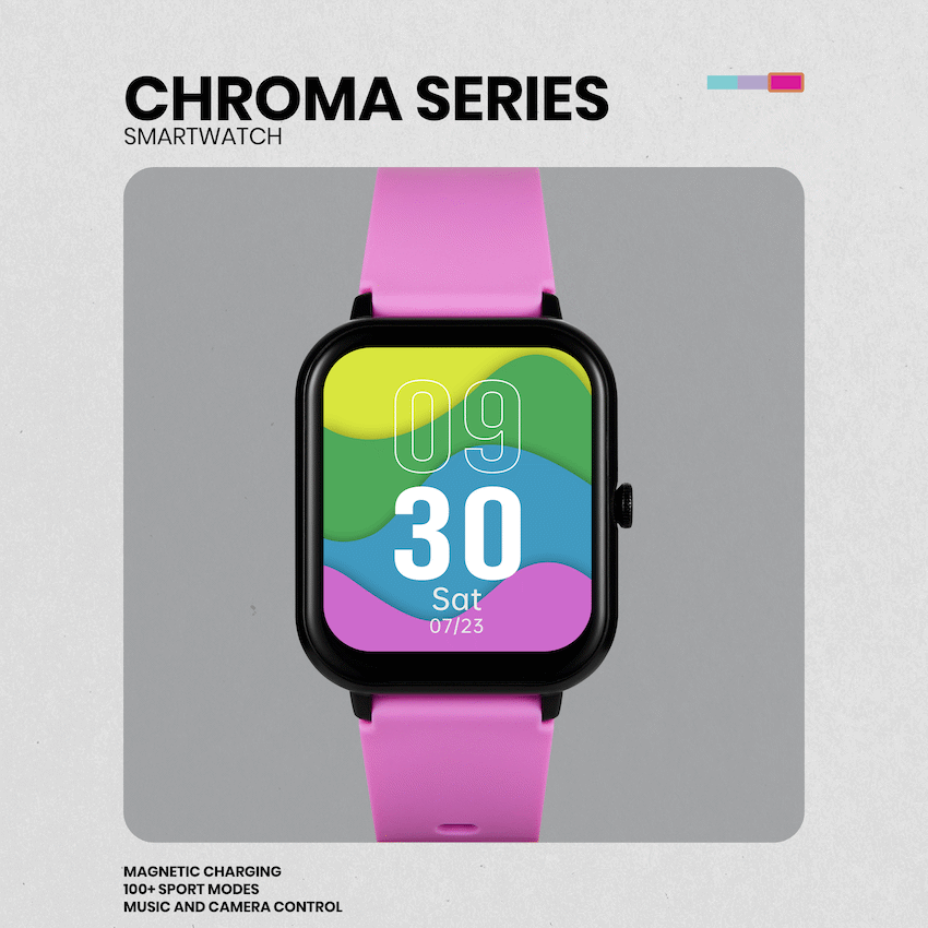 Volkano Chroma Series Smartwatch with Flamingo Pink Strap - Image 9