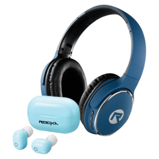 Rocka Epic 2.0 Bluetooth Headphone and TWS Earphone Combo - Blue