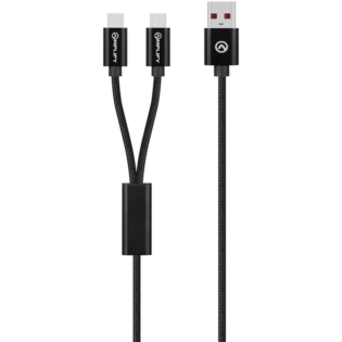 Amplify Linked Series USB to 2 x USB-C Braided Cable 60W 1.2m - Black