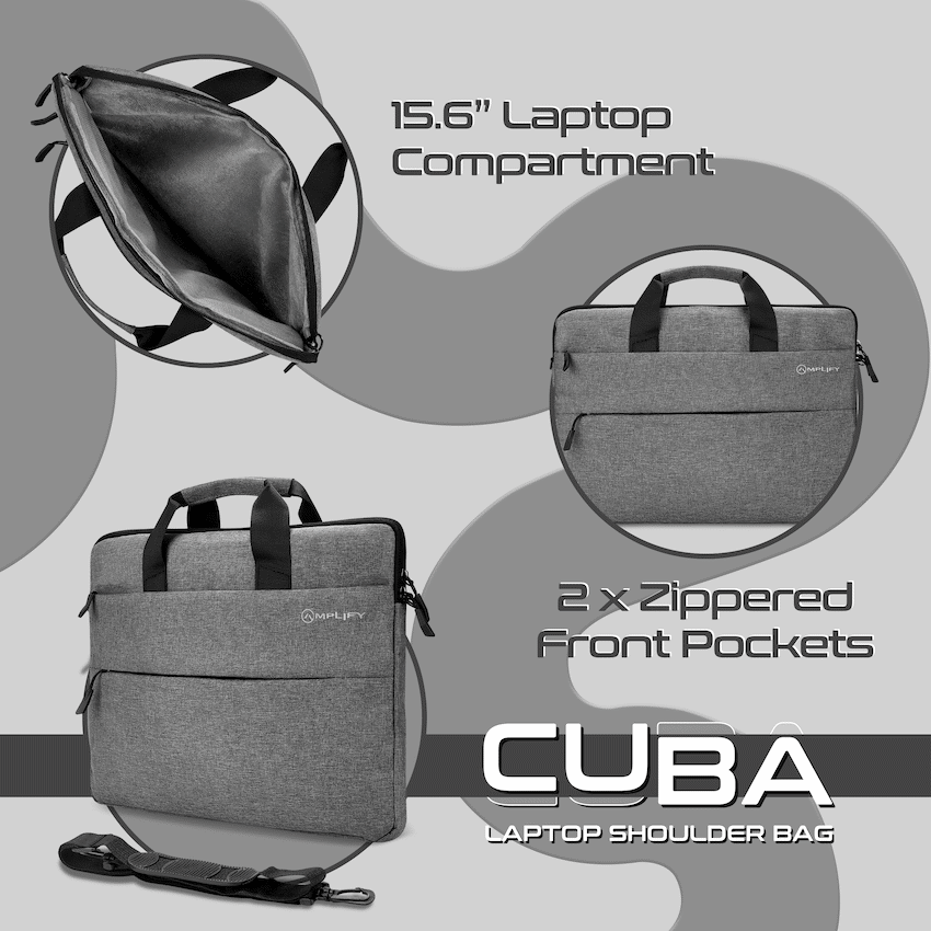 Amplify Cuba 15.6" Laptop Shoulder Bag Grey - Image 2