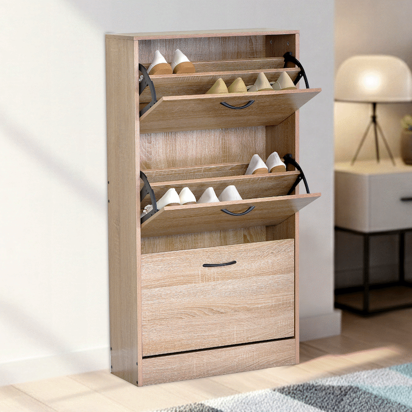 Everfurn Tamar Shoe Cabinet - Small - Oak - Image 2