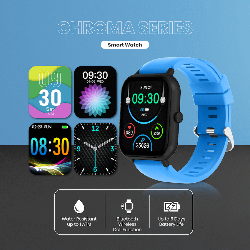Volkano Chroma Series Smartwatch with Blue Strap - Image 5