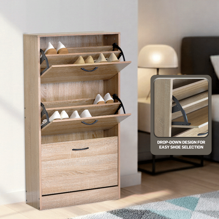 Everfurn Tamar Shoe Cabinet - Small - Oak - Image 5