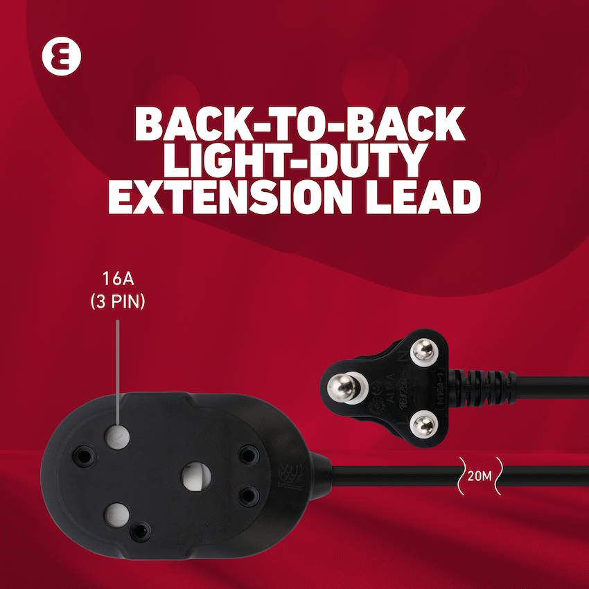 Ellies Back-to-Back Light-Duty Extension Lead - 20m - Image 5