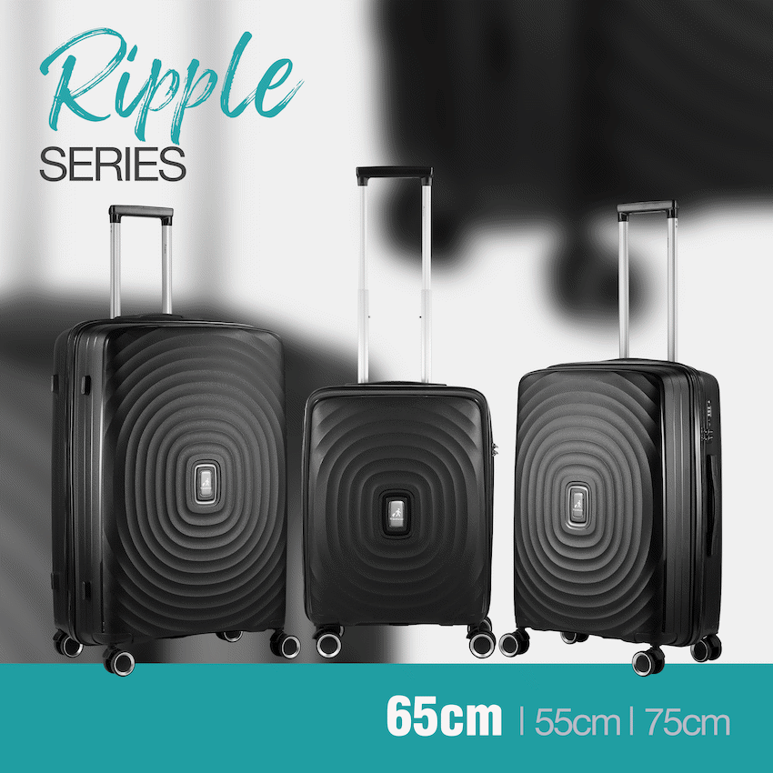 Travelwize Ripple PP 4-Wheel Spinner 65cm Luggage - Black - Image 6