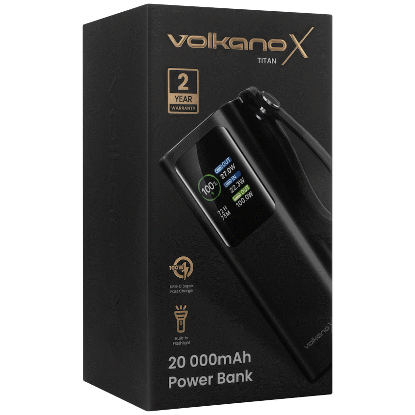 VolkanoX Titan Series - 20 000 mAh - Power Bank with retractable Type-C Cable with Flashlight - Image 6