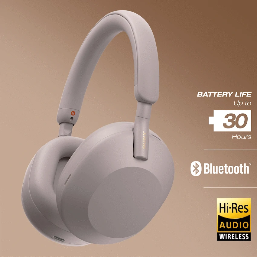 Sony WH1000XM5 Noise Cancelling BT Headphones - Smoky Pink - Image 6