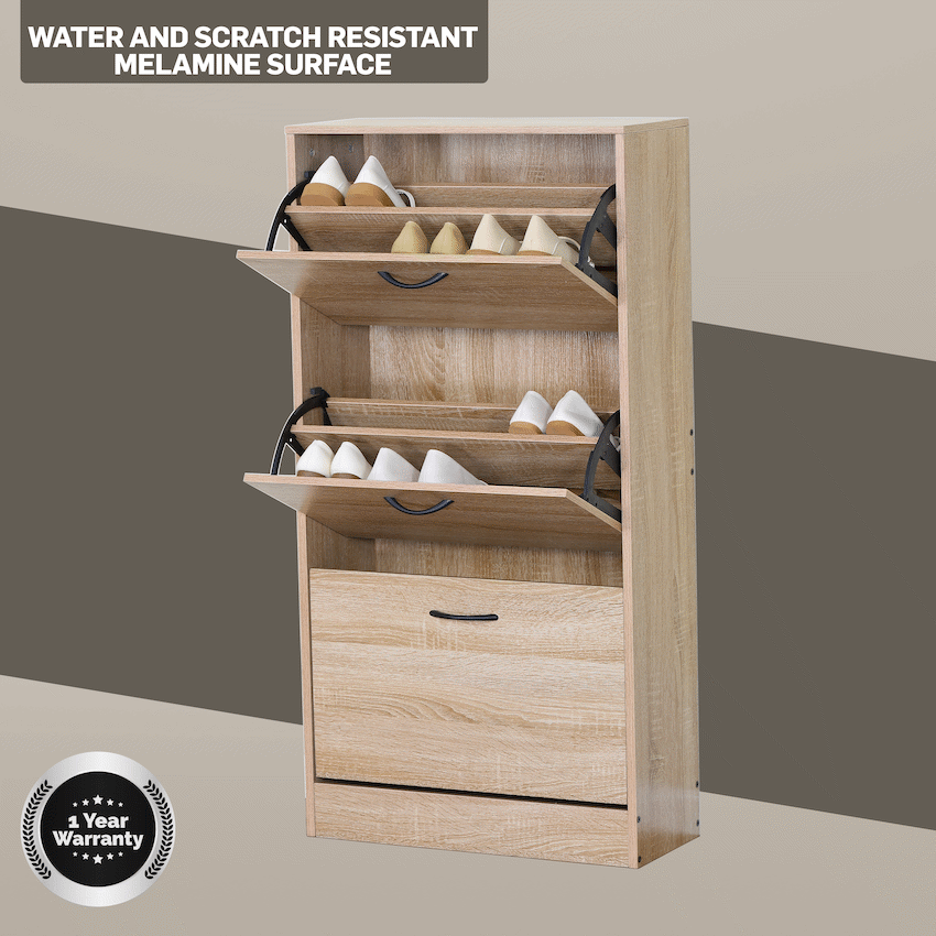 Everfurn Tamar Shoe Cabinet - Small - Oak - Image 6