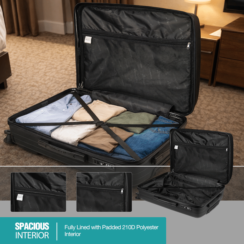 Travelwize Ripple PP 4-Wheel Spinner 65cm Luggage - Black - Image 7