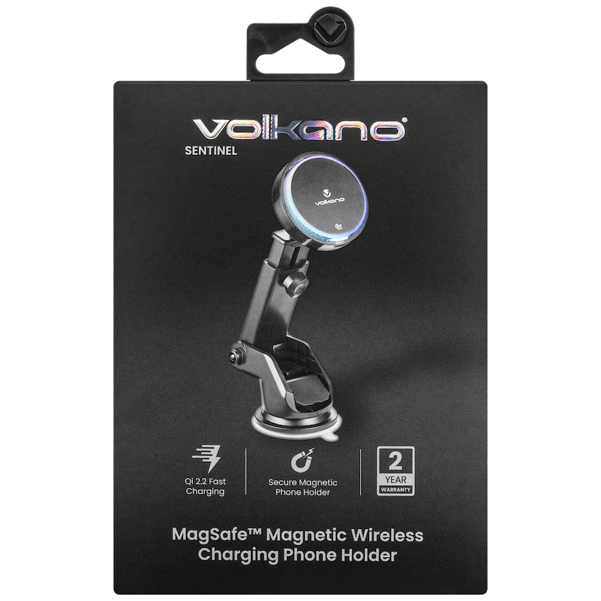 Volkano Sentinel Series Qi2.2 Magnetic Wireless Charging Car Dash Mount Phone Holder - Black - Image 11