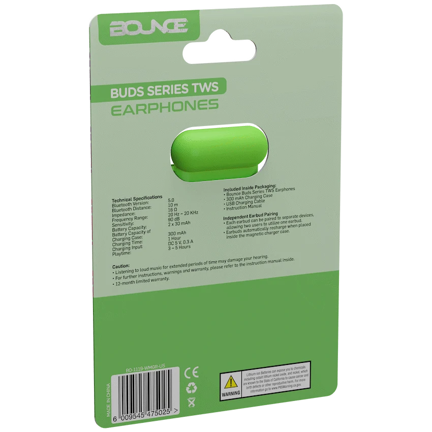 Bounce Buds Series True Wireless Earphones - Watermelon - Image 2
