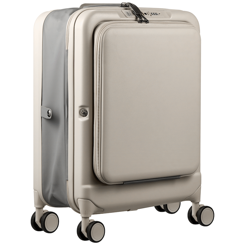 Expandable PP 55cm Carry On Luggage - Beige - Image 3