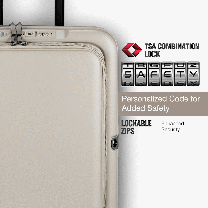 Expandable PP 55cm Carry On Luggage - Beige - Image 5