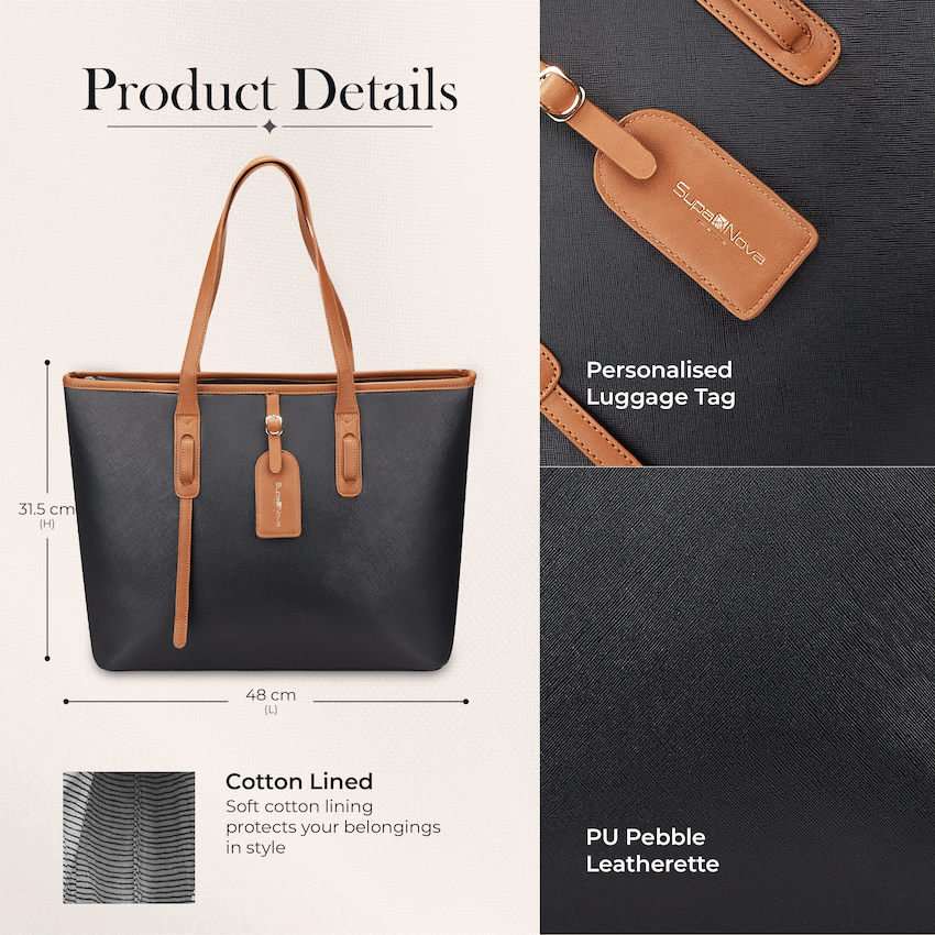 Supanova Elara Ladies 15.6" Laptop Tote Bag Black - Image 5