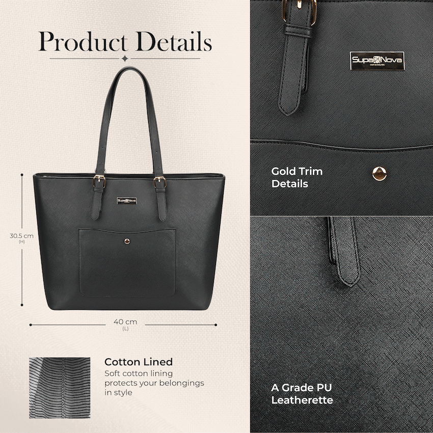 Supanova Madame 15.6" Laptop Tote Bag Black - Image 5