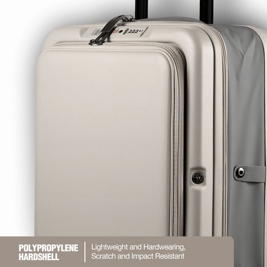 Expandable PP 55cm Carry On Luggage - Beige - Image 6