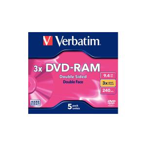 VERBATIM 9.4GB DVD-RAM, TYPE 4 DOUBLE SIDED, 5PK