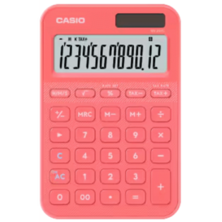 Casio MS-20YC 12 Digit Desk Calculator Coral