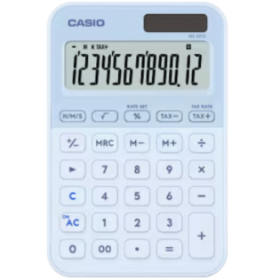 Casio MS-20YC-LB 12 Digit Desk Calculator Light Blue