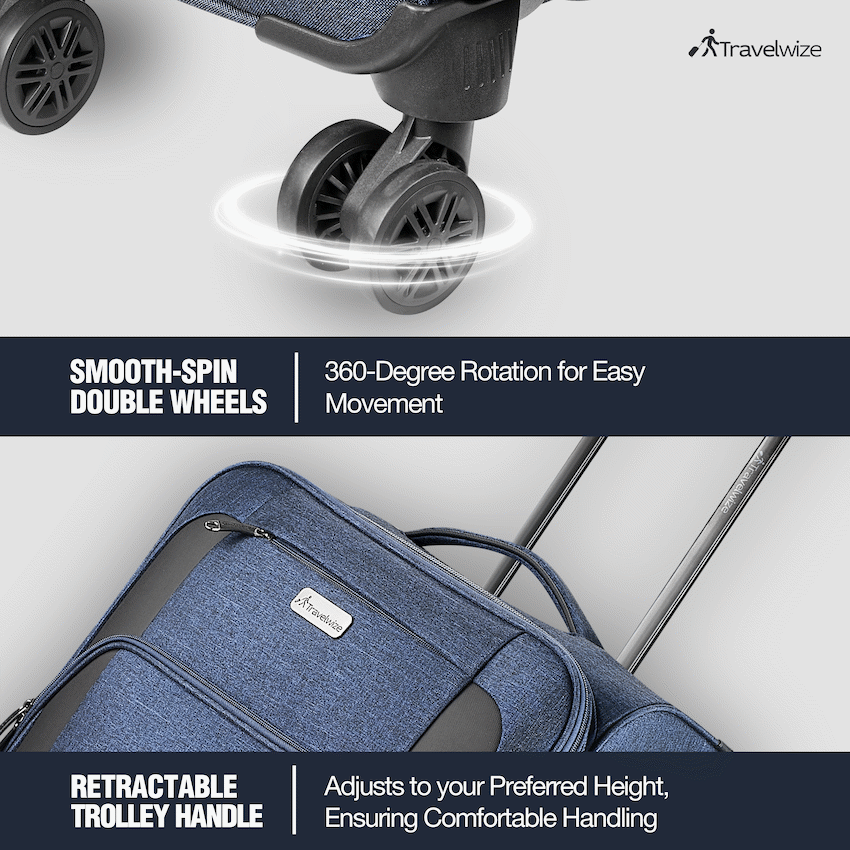 Travelwize Aurora 75cm 4-Wheel Spinner Trolley Case - Navy Melange - Image 3