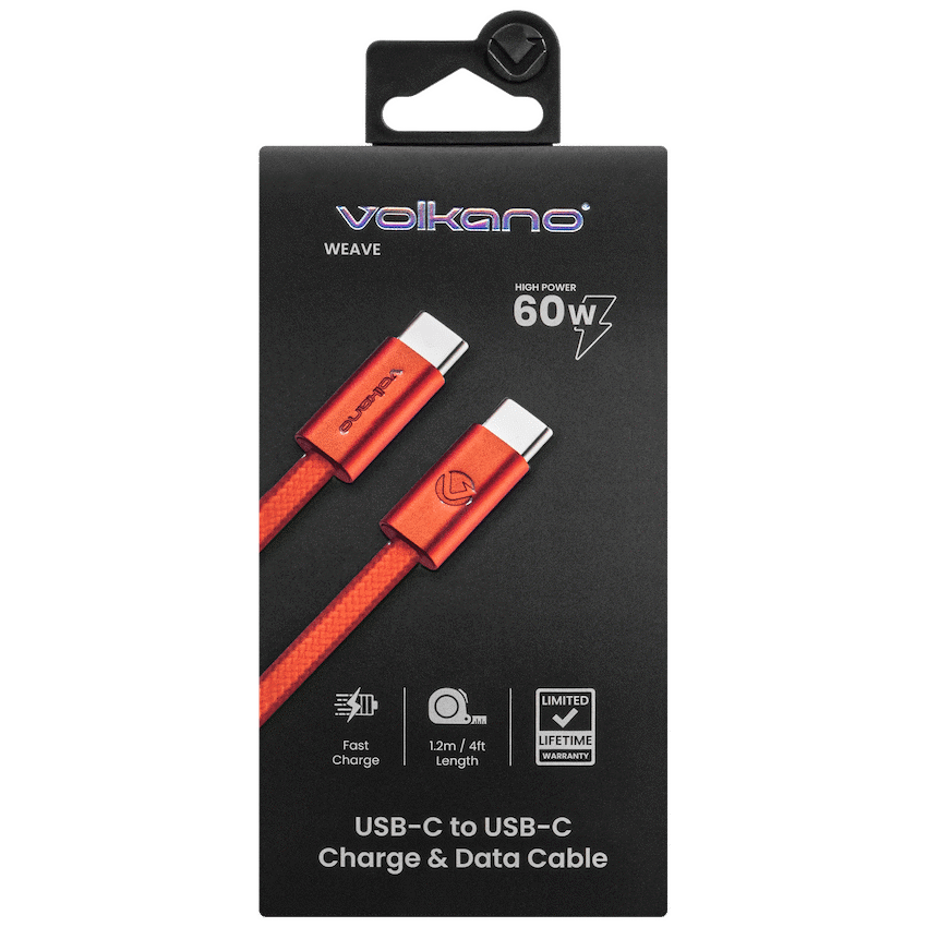 Volkano Weave Series 60w USB C to USB C 1.2m-Orange - Image 9