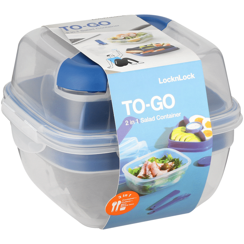 LocknLock To Go 3in1 salad box 950ml bl ( Order in Qty of 8) - Image 2