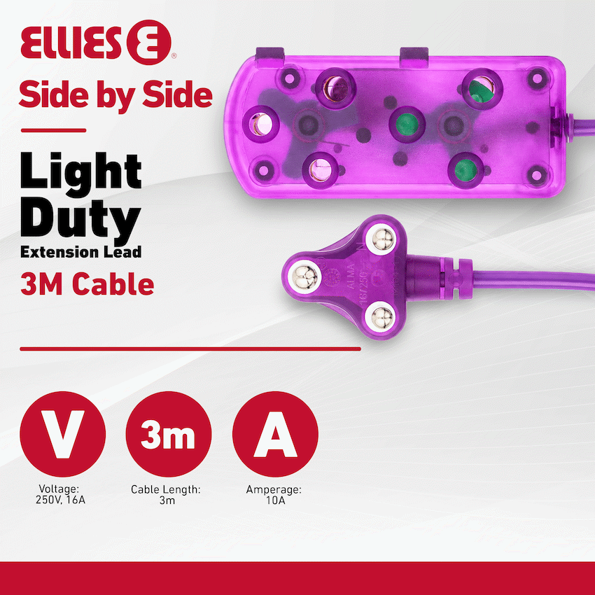 Ellies Side by Side Light Duty Extension Lead-3M - PR - Image 4