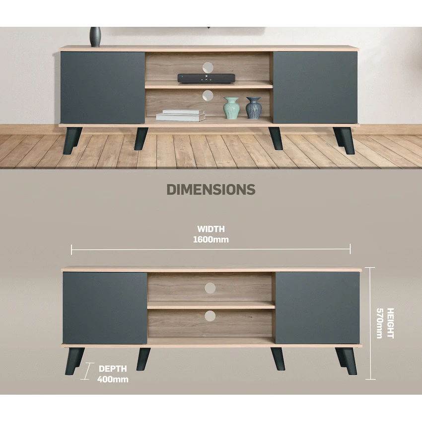 Everfurn Laurel TV Stand 1600w, Two Cupboards - Image 7