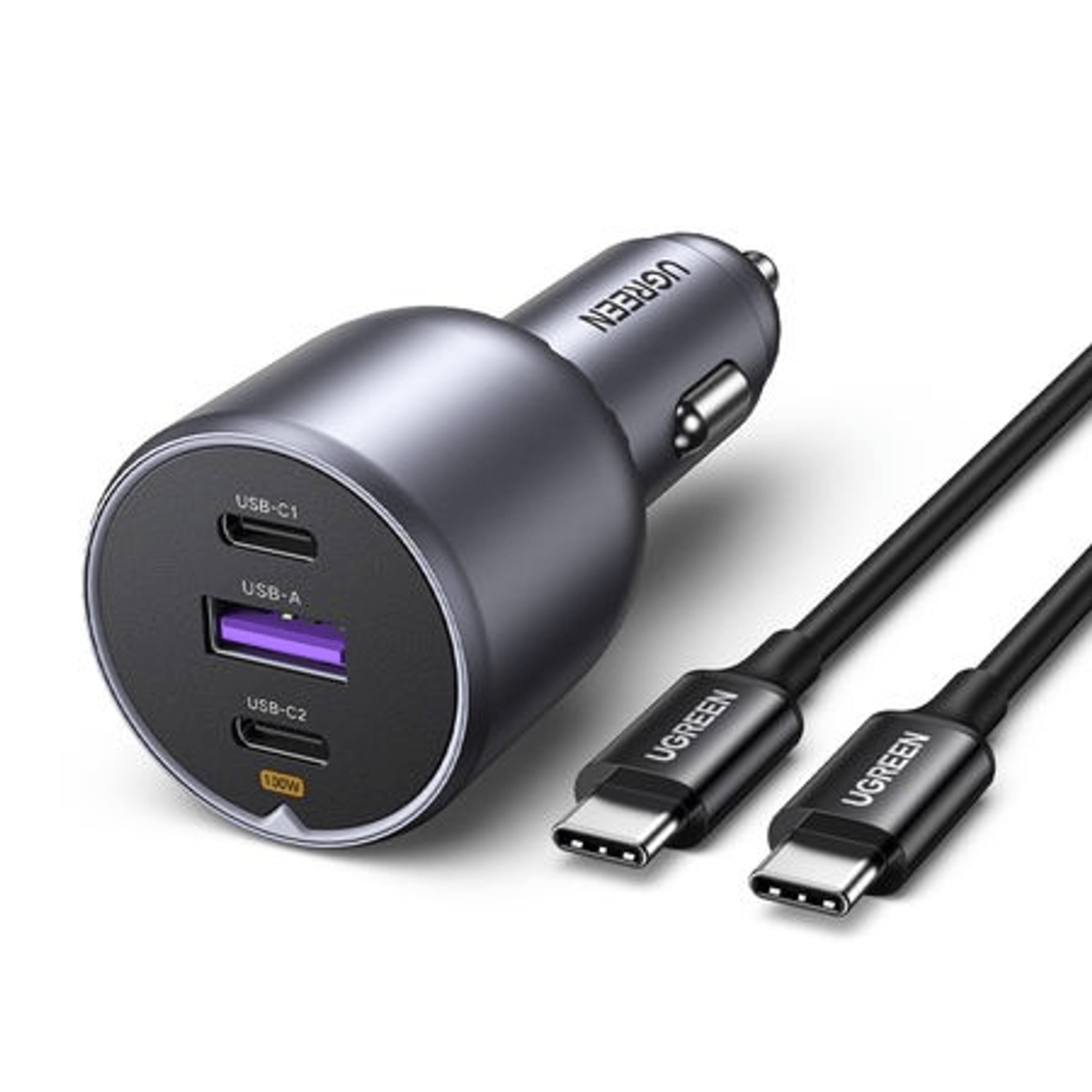 UGREEN 130W USB-C 3-port Car Charger - Image 2