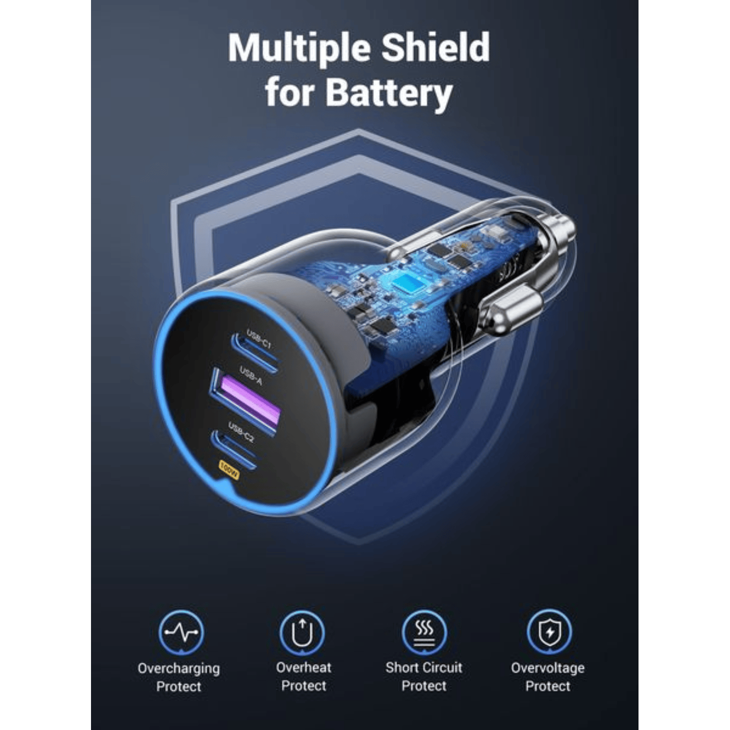 UGREEN 130W USB-C 3-port Car Charger - Image 5