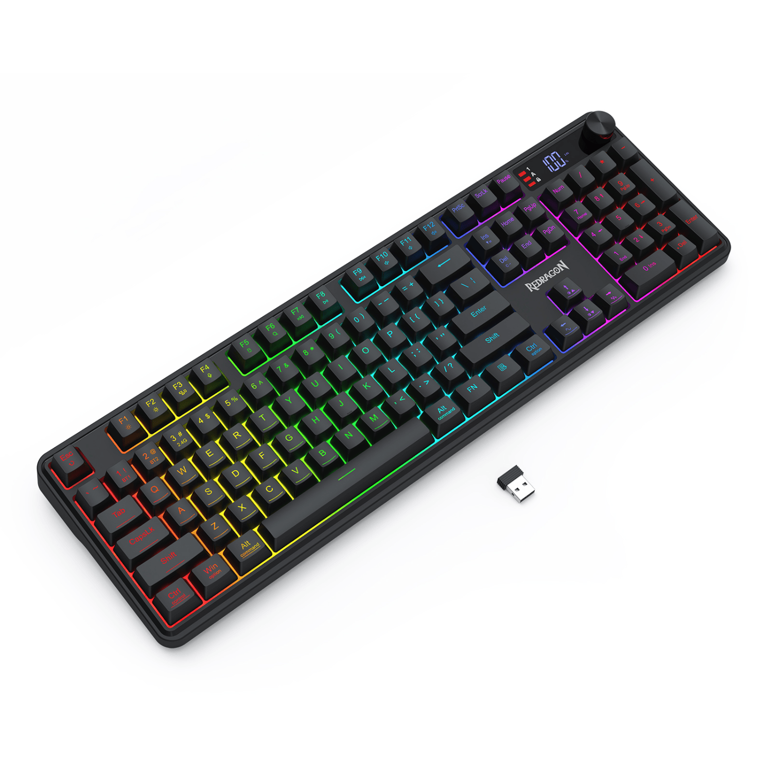 Redragon RM104 PRO VOLCANO RGB Wireless Membrane Gaming Keyboard - Black - Image 4