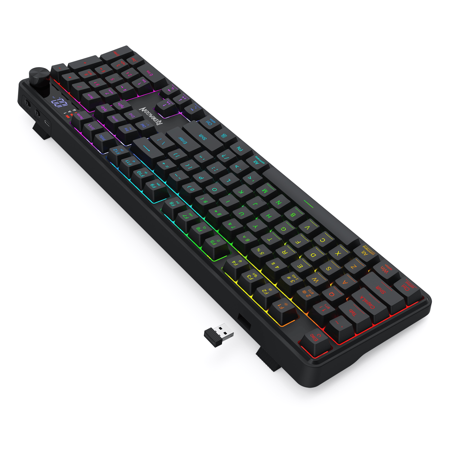 Redragon RM104 PRO VOLCANO RGB Wireless Membrane Gaming Keyboard - Black - Image 5
