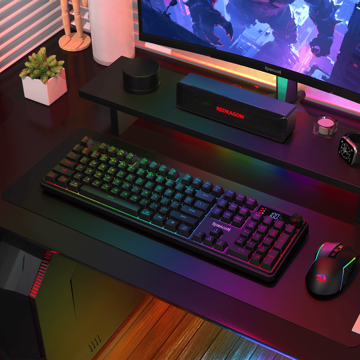 Redragon RM104 PRO VOLCANO RGB Wireless Membrane Gaming Keyboard - Black - Image 6